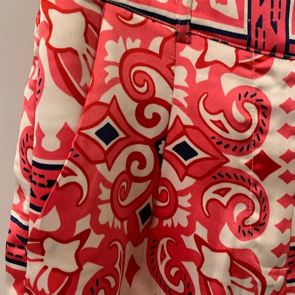 House of Harlow 1960 Red/Pink Ornate Print Wide Leg Pants XS Boho Statement - Picture 5 of 6
